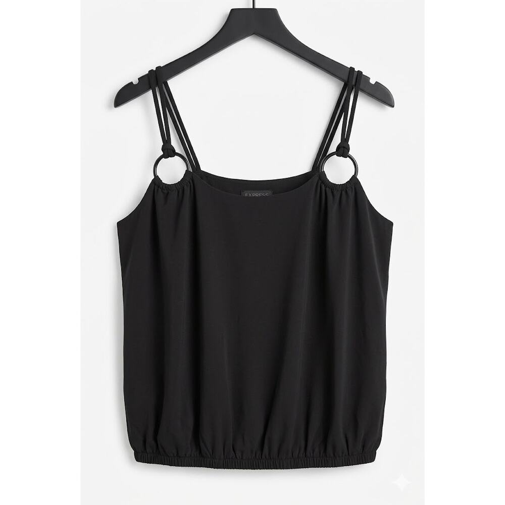 Express Black O-Ring Bubble Hem Cami Top